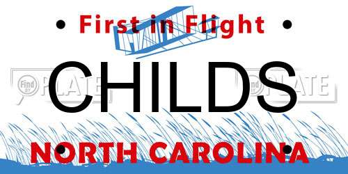 CHILDS North Carolina License Plate
