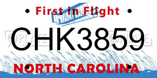CHK3859 North Carolina License Plate