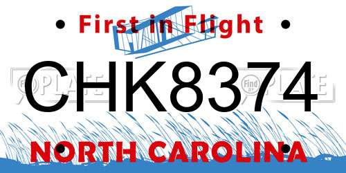 CHK8374 North Carolina License Plate