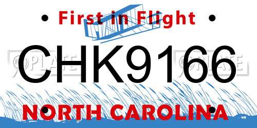 CHK9166 North Carolina License Plate