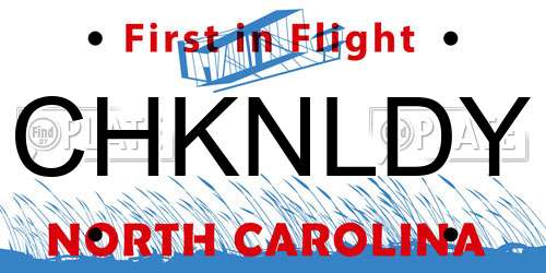 CHKNLDY North Carolina License Plate