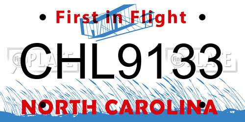 CHL9133 North Carolina License Plate