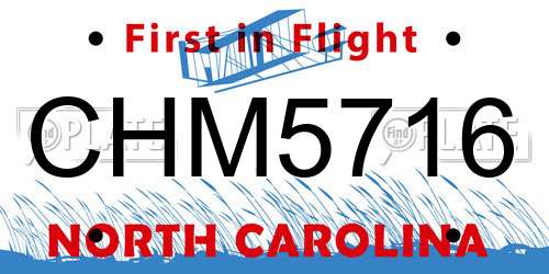 CHM5716 North Carolina License Plate