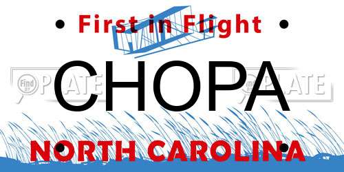 CHOPA North Carolina License Plate