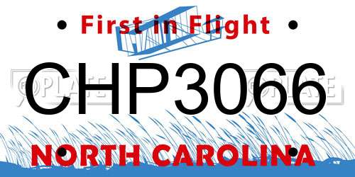 CHP3066 North Carolina License Plate