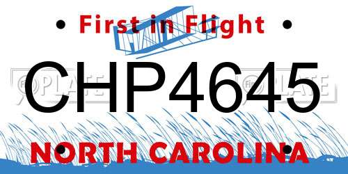 CHP4645 North Carolina License Plate