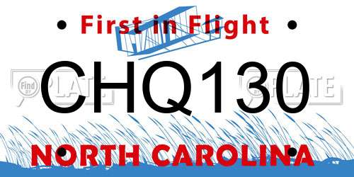 CHQ130 North Carolina License Plate