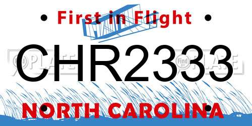 CHR2333 North Carolina License Plate