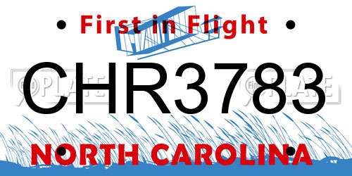 CHR3783 North Carolina License Plate