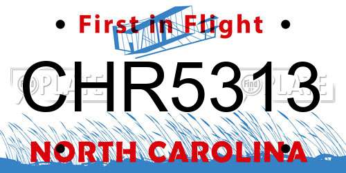 CHR5313 North Carolina License Plate