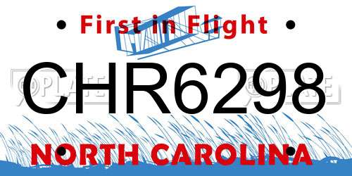 CHR6298 North Carolina License Plate
