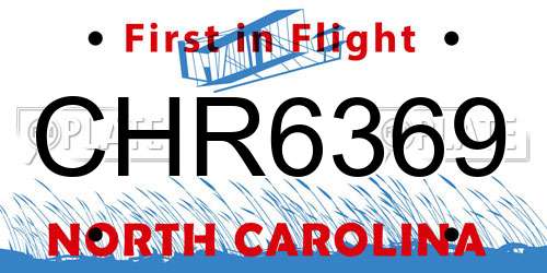 CHR6369 North Carolina License Plate