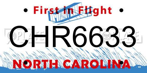 CHR6633 North Carolina License Plate