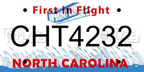 CHT4232 North Carolina License Plate