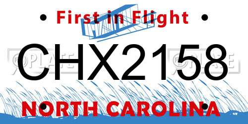 CHX2158 North Carolina License Plate