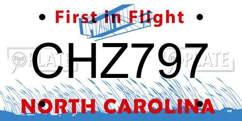 CHZ797 North Carolina License Plate