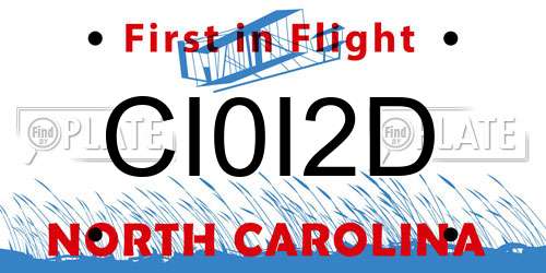 CI0I2D North Carolina License Plate