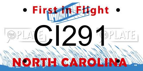 CI291 North Carolina License Plate