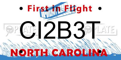 CI2B3T North Carolina License Plate