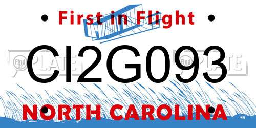 CI2G093 North Carolina License Plate
