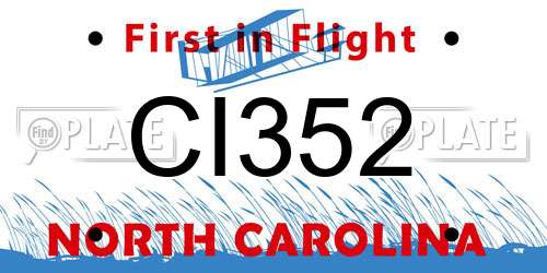 CI352 North Carolina License Plate