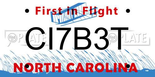 CI7B3T North Carolina License Plate