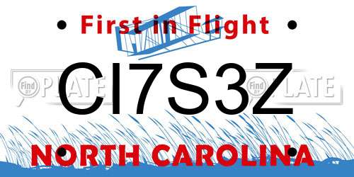 CI7S3Z North Carolina License Plate