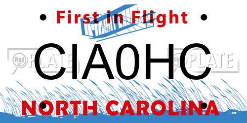 CIA0HC North Carolina License Plate