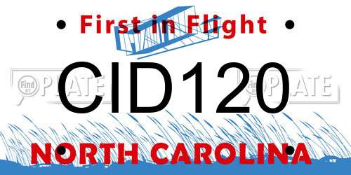 CID120 North Carolina License Plate
