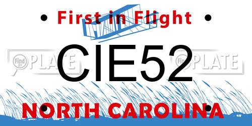 CIE52 North Carolina License Plate