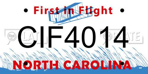 CIF4014 North Carolina License Plate