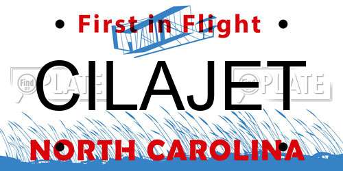 CILAJET North Carolina License Plate