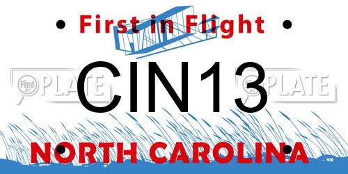 CIN13 North Carolina License Plate