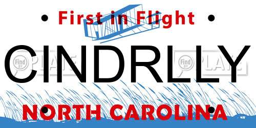 CINDRLLY North Carolina License Plate