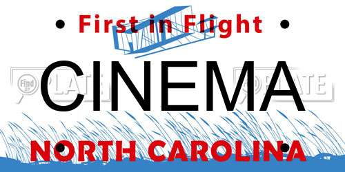 CINEMA North Carolina License Plate