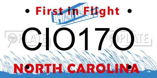 CIO17O North Carolina License Plate