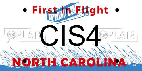 CIS4 North Carolina License Plate