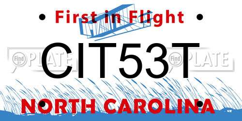 CIT53T North Carolina License Plate