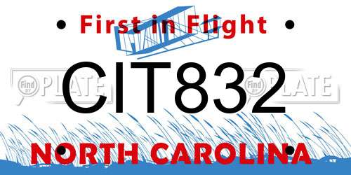 CIT832 North Carolina License Plate