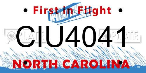 CIU4041 North Carolina License Plate