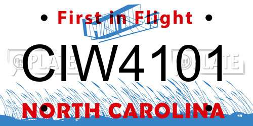 CIW4101 North Carolina License Plate
