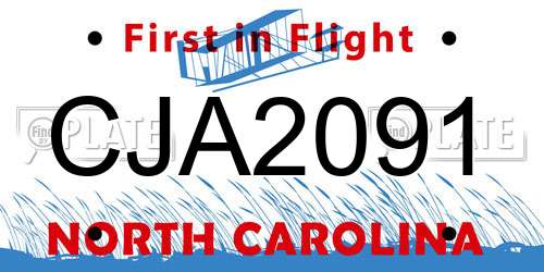 CJA2091 North Carolina License Plate