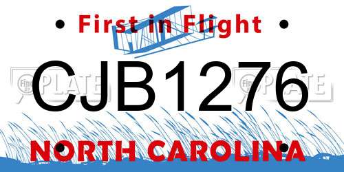 CJB1276 North Carolina License Plate