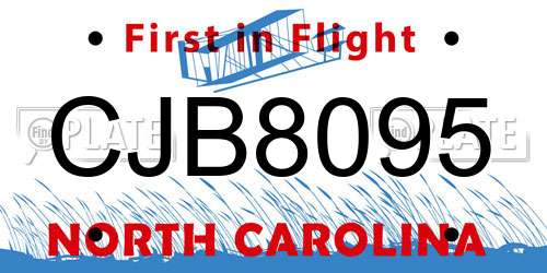 CJB8095 North Carolina License Plate