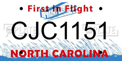 CJC1151 North Carolina License Plate