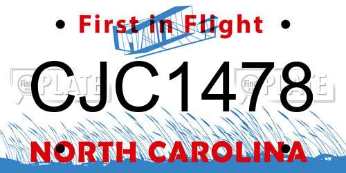 CJC1478 North Carolina License Plate