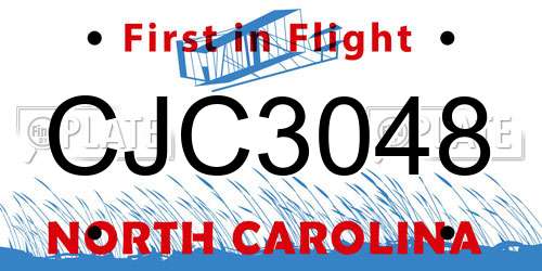 CJC3048 North Carolina License Plate