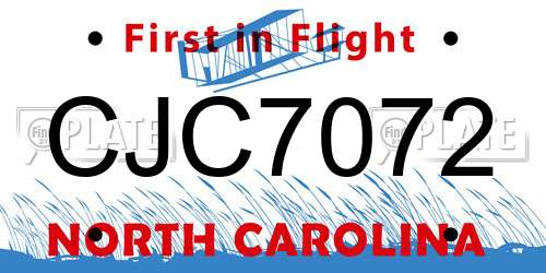 CJC7072 North Carolina License Plate