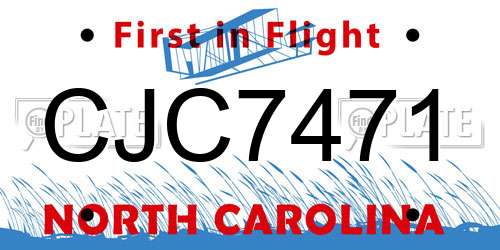 CJC7471 North Carolina License Plate