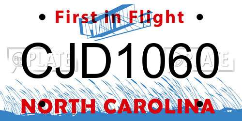 CJD1060 North Carolina License Plate